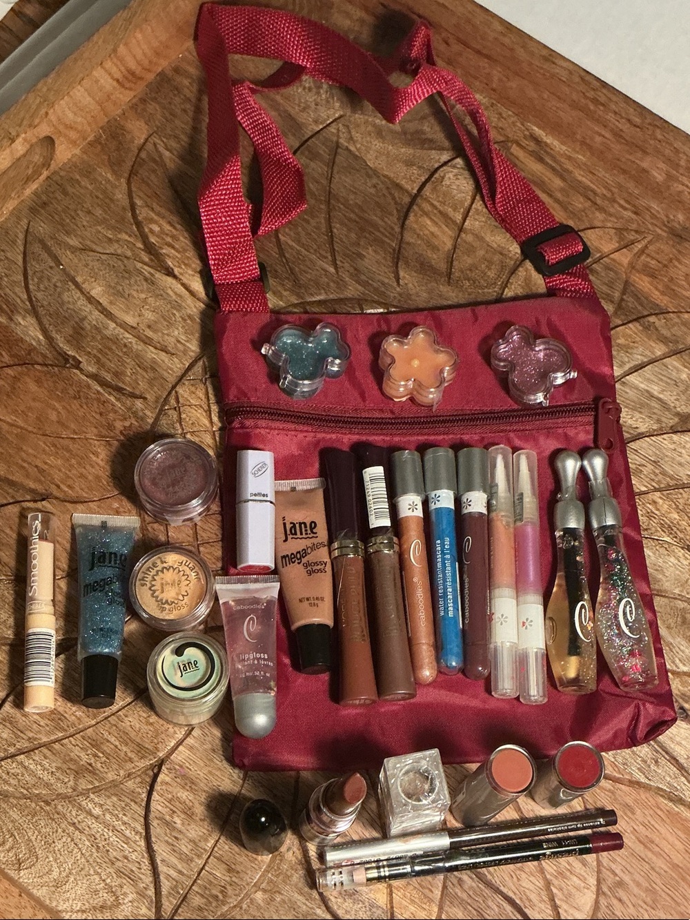 💄NWT Lip Stick Gloss Liner and Balm Set - Assorted w mauve crossbody travel bag